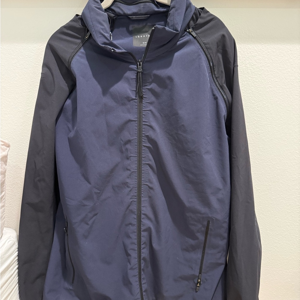 Theory Two-Tone Windbreaker in Navy and Black
